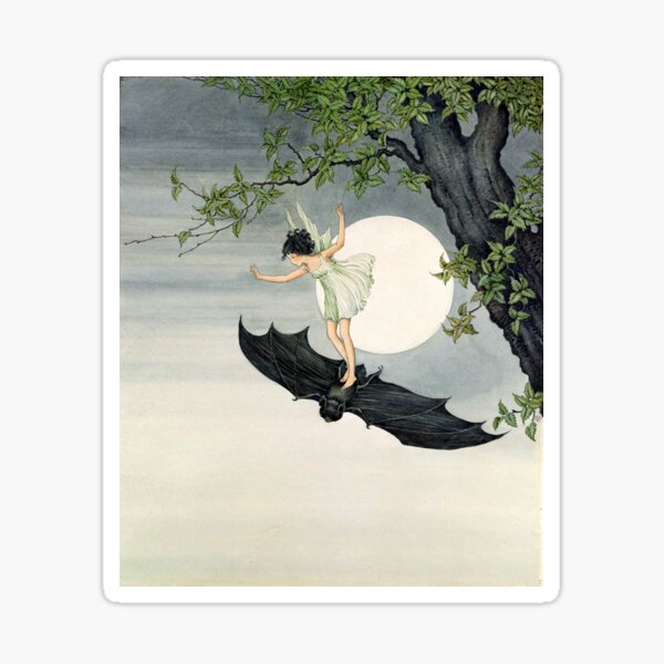Artikel-Vorschau von Kleines Feenmädchen reitet auf einer Fledermaus #2 - Ida Rentoul Outhwaite, designt und verkauft von forgottenbeauty.