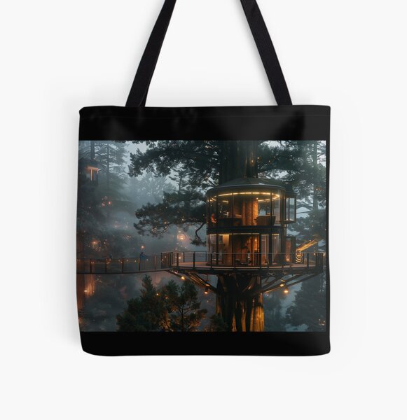 Item preview, Mystical Forest Glass Treehouse at Dusk designed and sold by ArgentoArt.