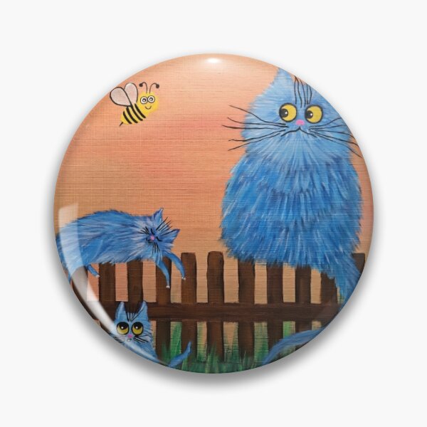 Item preview,  Blue Cats and the Curious Bee at Sunset designed and sold by Anna Lachman Designs.