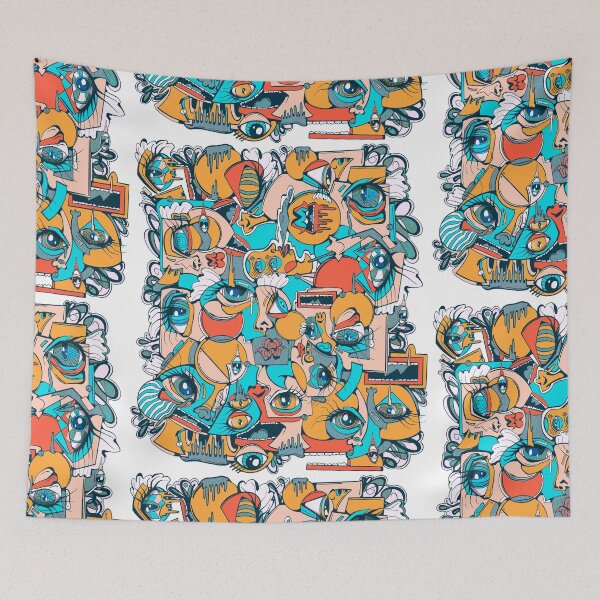Item preview, Abstract Graffiti Cubism Eyes Pattern 48 Hollie Day designed and sold by crestfallenmermaid.