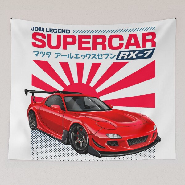 Item preview, Mazda RX-7 JDM Art Print | Hand-Drawn for Car Enthusiasts | red  designed and sold by monsalve-autos.