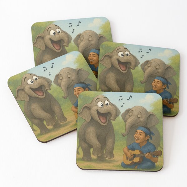 Item preview, Singing Elephants with Caretaker – Heartfelt Thailand Wildlife Moment designed and sold by MuscleCarTs.