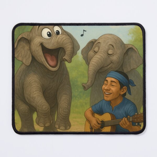 Item preview, Singing Elephants with Caretaker – Heartfelt Thailand Wildlife Moment designed and sold by MuscleCarTs.