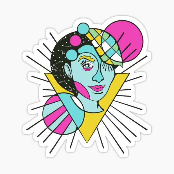 Item preview, abstract femme portrait inspired by kandinsky #2 designed and sold by crestfallenmermaid.