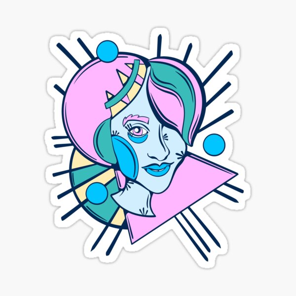 Item preview, abstract femme portrait inspired by kandinsky #3 designed and sold by crestfallenmermaid.
