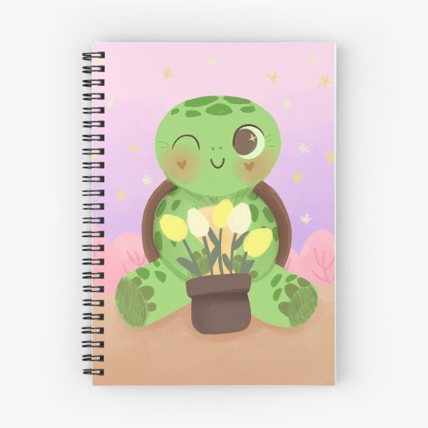 Item preview, A sweet little turtle holding a vase of tulips designed and sold by Tiny Doodle and Tails.