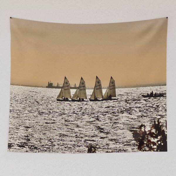 Item preview, Brighton Beach, Melbourne -Sailing at Sunset – Yacht Silhouettes Photography designed and sold by Ink and Echo Print Designs.