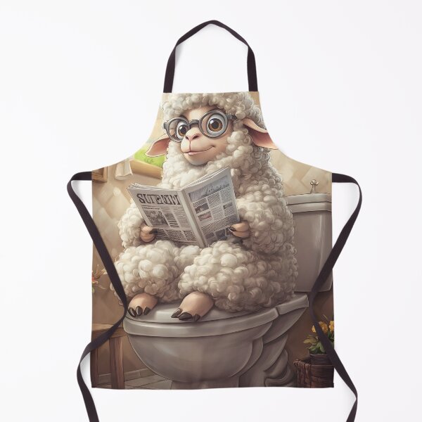 Item preview, Animal Surprised Sheep Reading Newspaper Toilet Farm Cartoon Scene designed and sold by mildaclairmo.