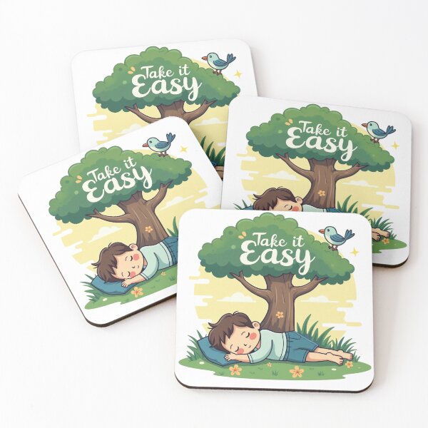 Item preview, Takes It Easy Tranquil Design | Boy Sleeping Under Tree Graphic | Calm Nature-Inspired Quote Art | Peaceful Slow Life Typography | Relaxed Outdoor Vibes designed and sold by PaintedPixels01.