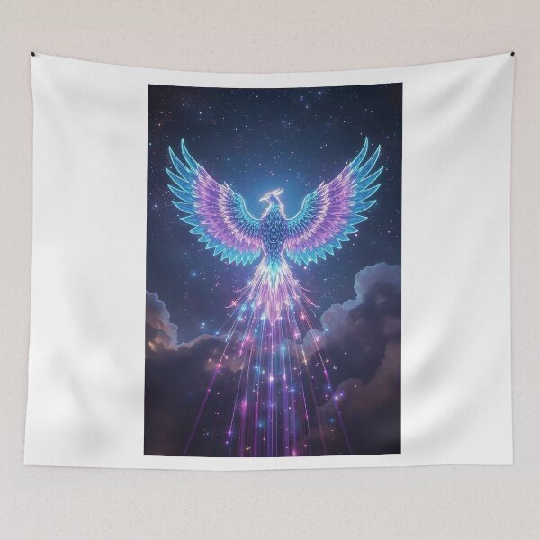 Item preview, Blue Phoenix in the clouds, Mythical creature, Fantasy animal designed and sold by The Dream Lab.