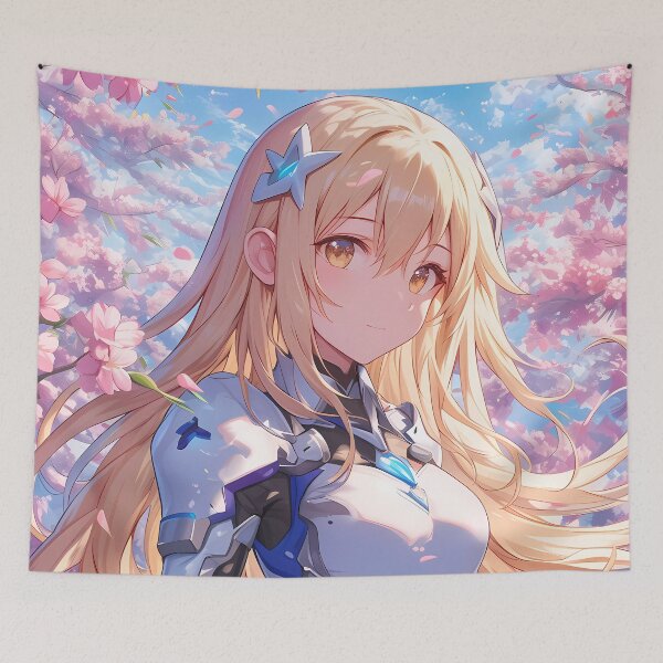 Item preview, Ais Wallenstein DanMachi Anime Swordwoman Tranquil Cherry Blossom Portrait designed and sold by mildaclairmo.
