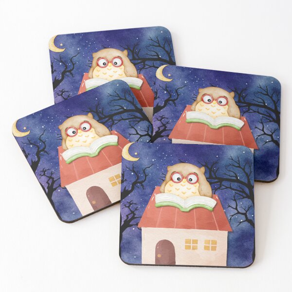 Item preview, Cute Owl reading on a roof designed and sold by Fantacaroo Designs.