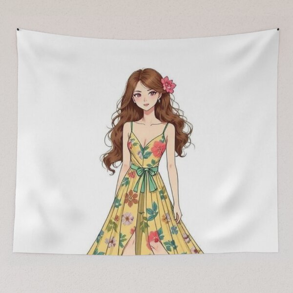 Item preview, a drawing of a woman in a floral dress, designed and sold by B.P.Fashion.