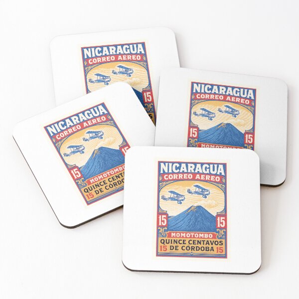 Item preview, Nicaragua Biplanes Over Momotombo Stamp Poster designed and sold by retrographics.