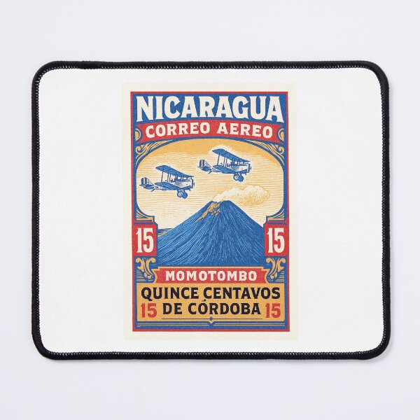 Item preview, Nicaragua Biplanes Over Momotombo Stamp Poster designed and sold by retrographics.