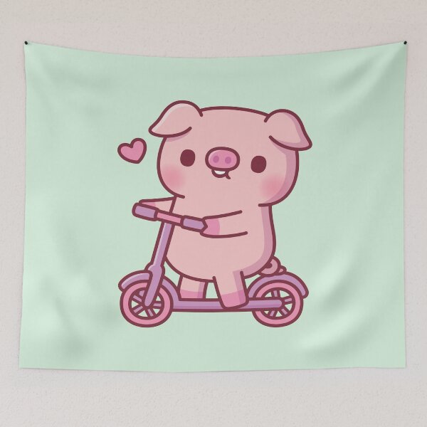 Item preview, Cute Pig Playing On Kick Scooter designed and sold by rustydoodle.