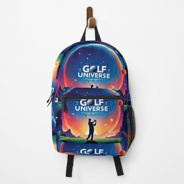 Item preview, Imagine of a silhouette of a golfer in the space between the planets playing golf with a big phrase "GOLF UNIVERSE!" in centre Inside a circle. designed and sold by Giulivo Store Graphic.