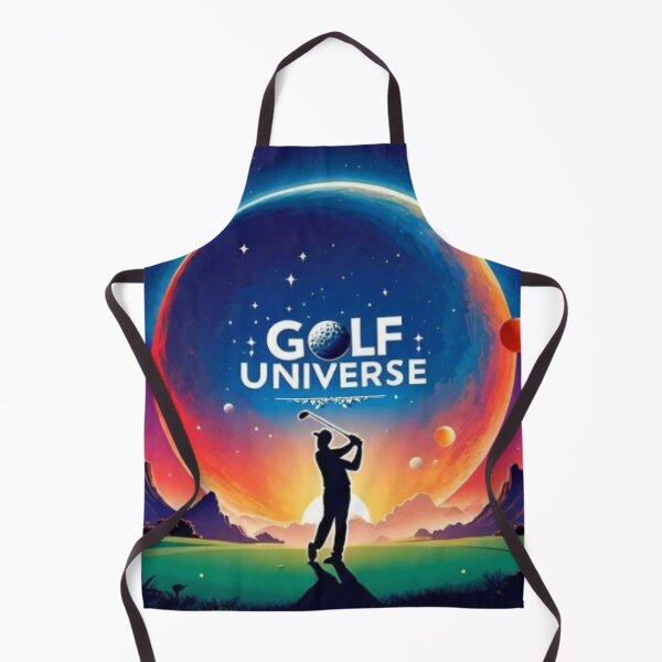 Item preview, Imagine of a silhouette of a golfer in the space between the planets playing golf with a big phrase "GOLF UNIVERSE!" in centre Inside a circle. designed and sold by Giulivo Store Graphic.