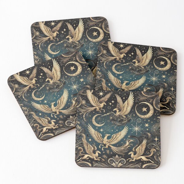 Item preview, Celestial Phoenixes & Moons – Mythical Fantasy Night Sky Art designed and sold by Mamokhy.