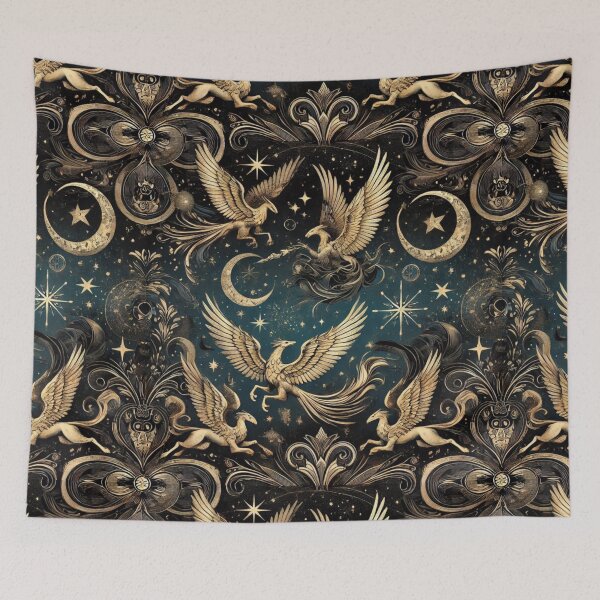 Item preview, Celestial Phoenixes & Moons – Mythical Fantasy Night Sky Art designed and sold by Mamokhy.