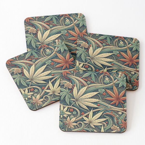 Item preview, Botanical Cannabis Pattern – Elegant Weed Leaf Floral Art designed and sold by Mamokhy.