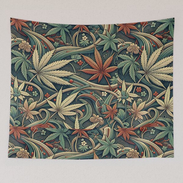 Item preview, Botanical Cannabis Pattern – Elegant Weed Leaf Floral Art designed and sold by Mamokhy.