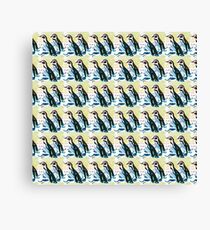 Painterly penguin repeat pattern Canvas Print