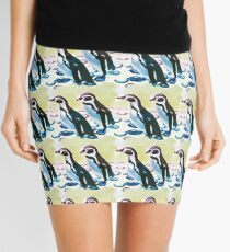 Painterly penguin repeat pattern Mini Skirt