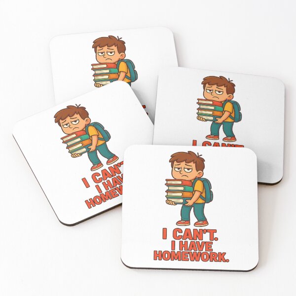 Item preview, Sad student carrying books with text I cant. I have homework designed and sold by DadGenX.