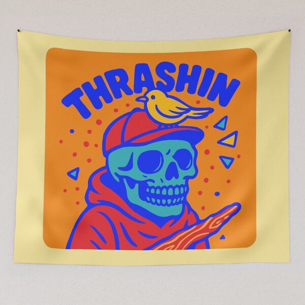 Item preview, THRASHIN (Skull with Bird on Cap) designed and sold by UnicornDreamers.