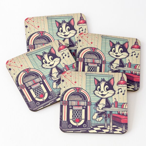 Item preview, Retro Diner Cat – Vintage Cartoon Jukebox Pop Art designed and sold by Mamokhy.