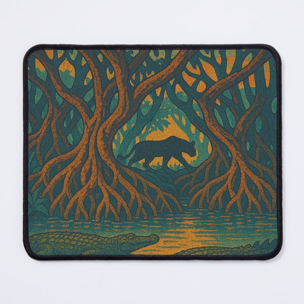 Item preview, Digital Retro Pop Art of Sundarbans | Colorful Mangrove Forest Landscape Design | Bengal Tiger Wildlife Travel Poster | Vintage Nature Adventure Aesthetic designed and sold by PaintedPixels01.