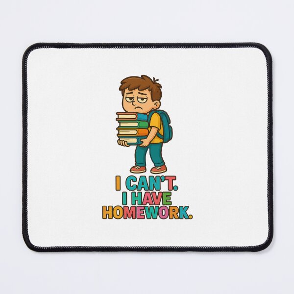 Item preview, cartoon boy with books and backpack looks overwhelmed designed and sold by DadGenX.