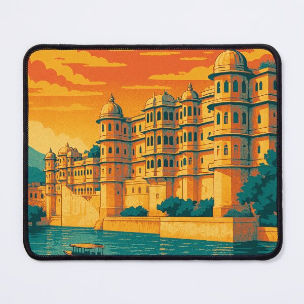 Item preview, Udaipur Pop Art Travel Design | Digital Retro City Poster | Colorful Indian Palace Lake Graphic | Vibrant Rajasthan Culture Art | Vintage-Inspired Udaipur Scene designed and sold by PaintedPixels01.