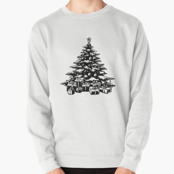 Artikel-Vorschau von Geschmückter Weihnachtsbaum mit Geschenken | Vintage Schwarz-Weiß-Weihnachtskunst, designt und verkauft von inkoutninja.