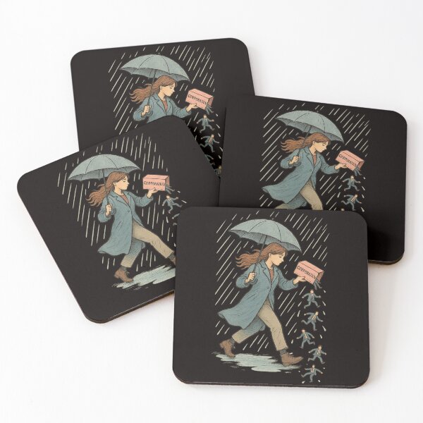 Item preview, "Corporate Downpour – Satirical Business Escape Illustration" designed and sold by Tadeusz1.