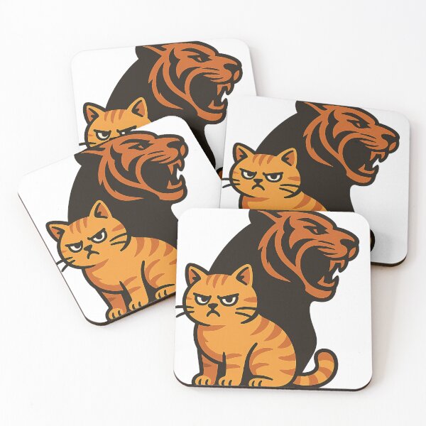 Item preview,  an angry orange tabby cat sitting in the foreground with a fierce tiger silhouette as its shadow designed and sold by Ideo Design.