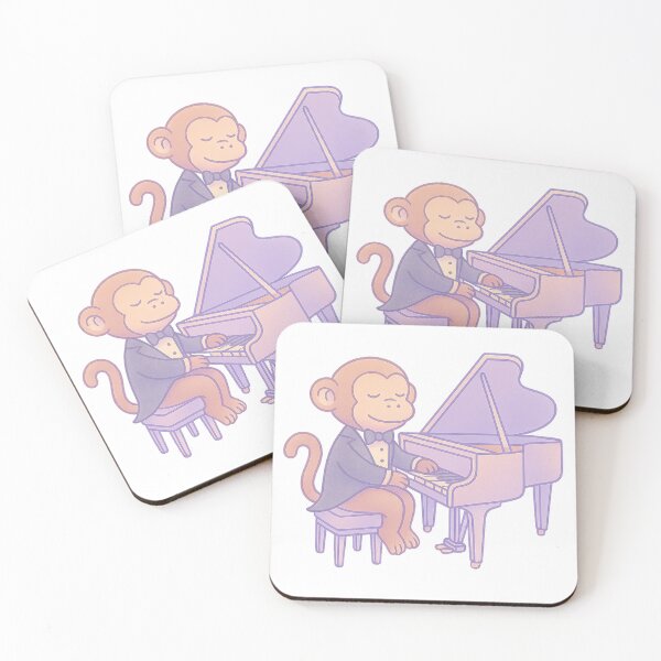 Item preview, Piano Monkey – Cute Pastel Illustration of a Monkey in a Tuxedo Playing Piano I Whimsical Creatures Collection designed and sold by Domci.