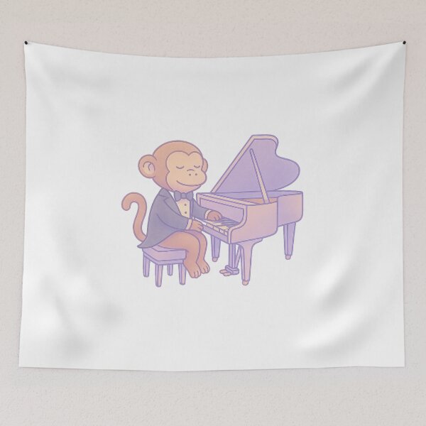 Item preview, Piano Monkey – Cute Pastel Illustration of a Monkey in a Tuxedo Playing Piano I Whimsical Creatures Collection designed and sold by Domci.