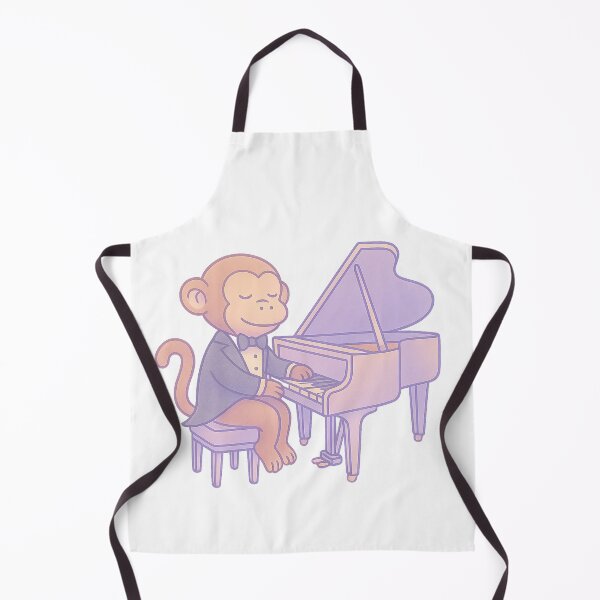 Artikelvorschau, Piano Monkey – Cute Pastel Illustration of a Monkey in a Tuxedo Playing Piano I Whimsical Creatures Collection entworfen und verkauft von Domci.