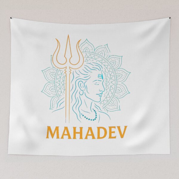 Item preview, Mahadev Trishul Mandala Art – Lord Shiva Neon Design designed and sold by DivineInkByMayur.