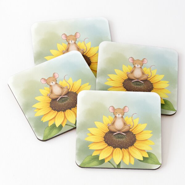 Item preview, Cute Mouse Meditating on Sunflower Funny Yoga Zen Art designed and sold by DaisyHouse.