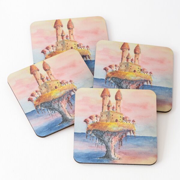 Item preview, Fantasy island castle water-colour painting. designed and sold by Dwyte2U2.