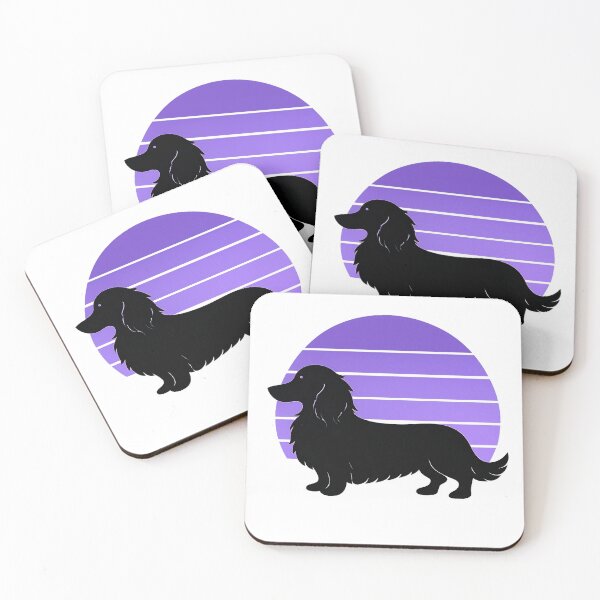 Item preview, Retro Sunset Long‑Haired Dachshund Sticker – Vintage Sausage Dog Silhouette designed and sold by TheLongPaw.