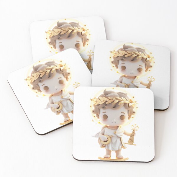 Item preview, Kawaii Apollo Chibi – Greek Sun God Angel with Harp designed and sold by GoldenChiArt.