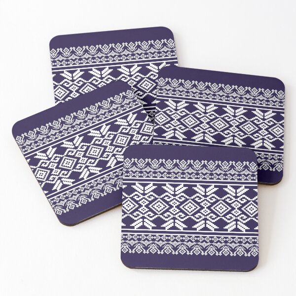 Item preview, Deep Indigo and White Ethnic Border Pixel Pattern: Traditional Geometric Design designed and sold by DesignByNui.