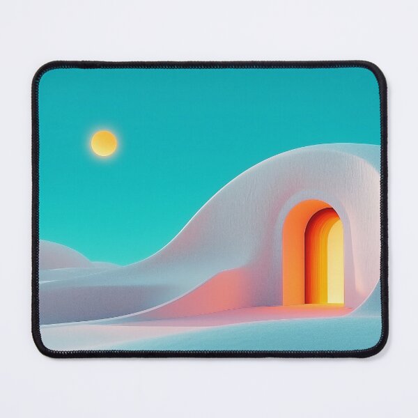Item preview, Glowing House in Surreal Neon Desert Landscape designed and sold by Art of Ngu.