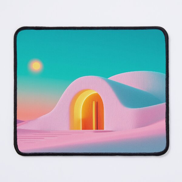 Item preview, Glowing House in Surreal Neon Desert Landscape designed and sold by Art of Ngu.