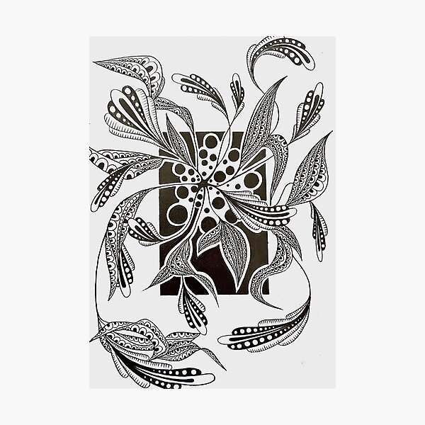 Item preview, Surreal Botanical Ink Drawing-Abstract Black and white Art designed and sold by GTeoArt.