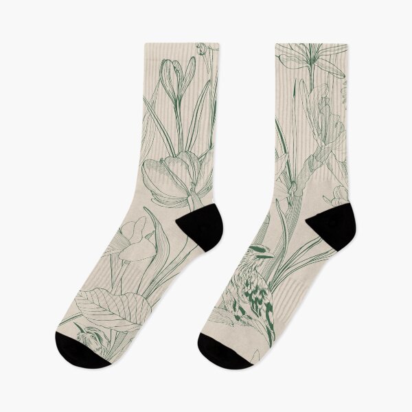 Item preview, Seamless floral pattern vector outline. Romantic Crocus, tulips, daffodils and delicate bitds. designed and sold by MatyKotiv.